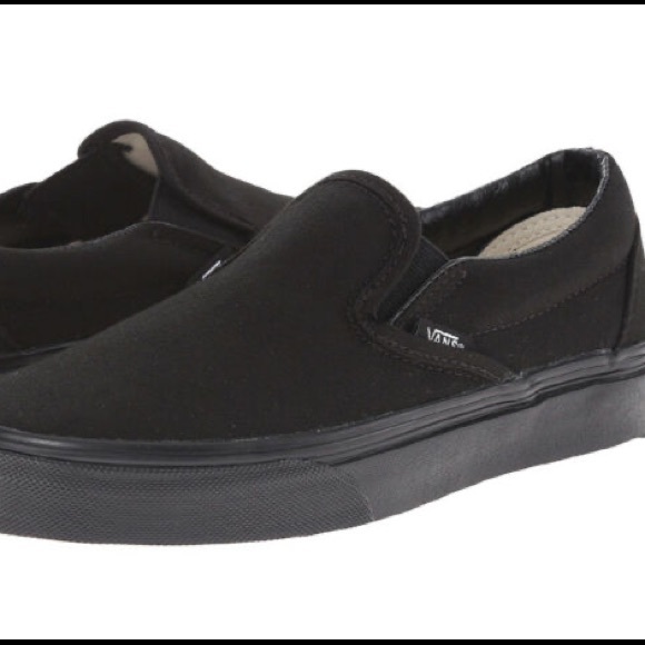 womens all black vans slip ons